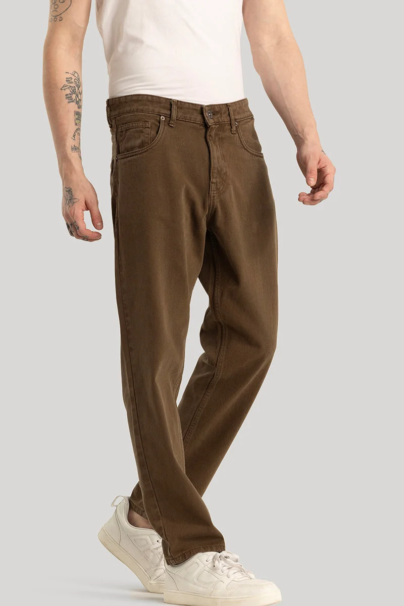 SNITCH Loose Leisure Brown Baggy Fit Jeans
